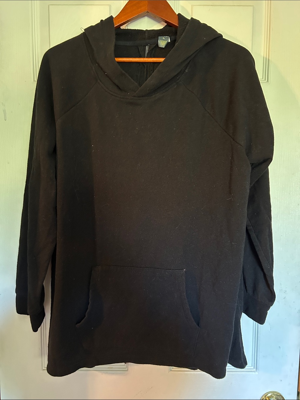 Xersion Black Womens Hooded Sweatshirt with colorful zip up back
